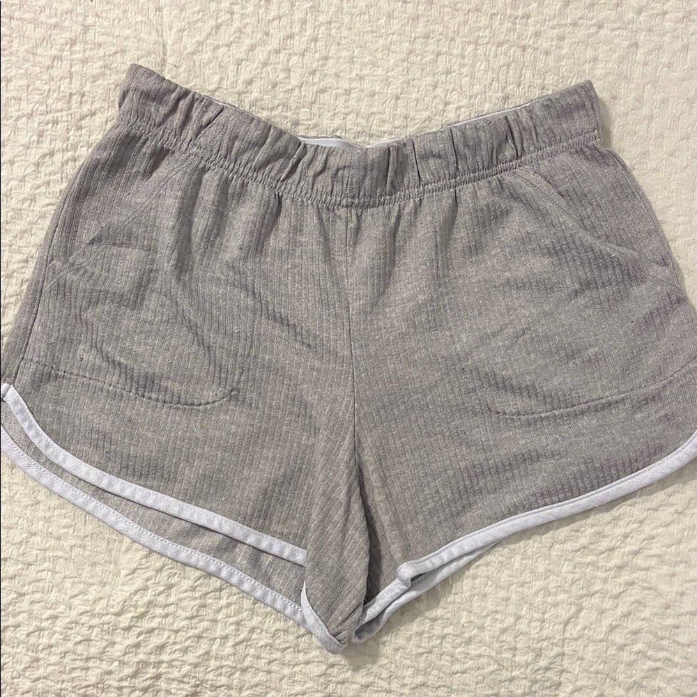 Jockey Gray Ribbed Athletic Lounge Shorts with White Trim